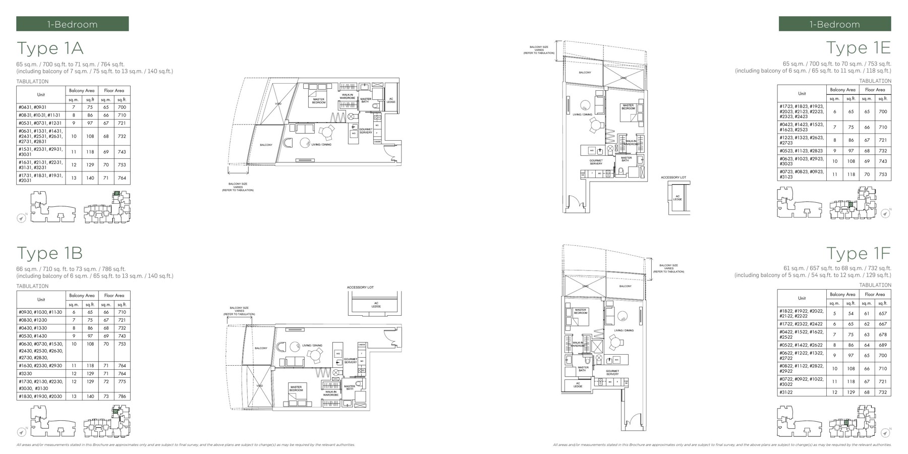 Marina One Residences 1-bedroom floorplans