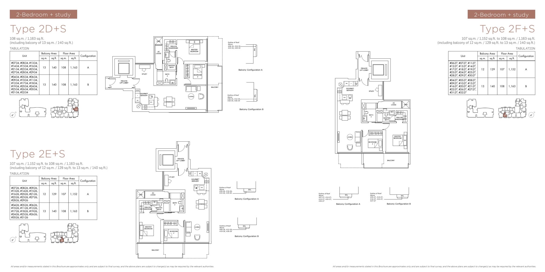 Marina One Residences 2-bedroom study floorplans