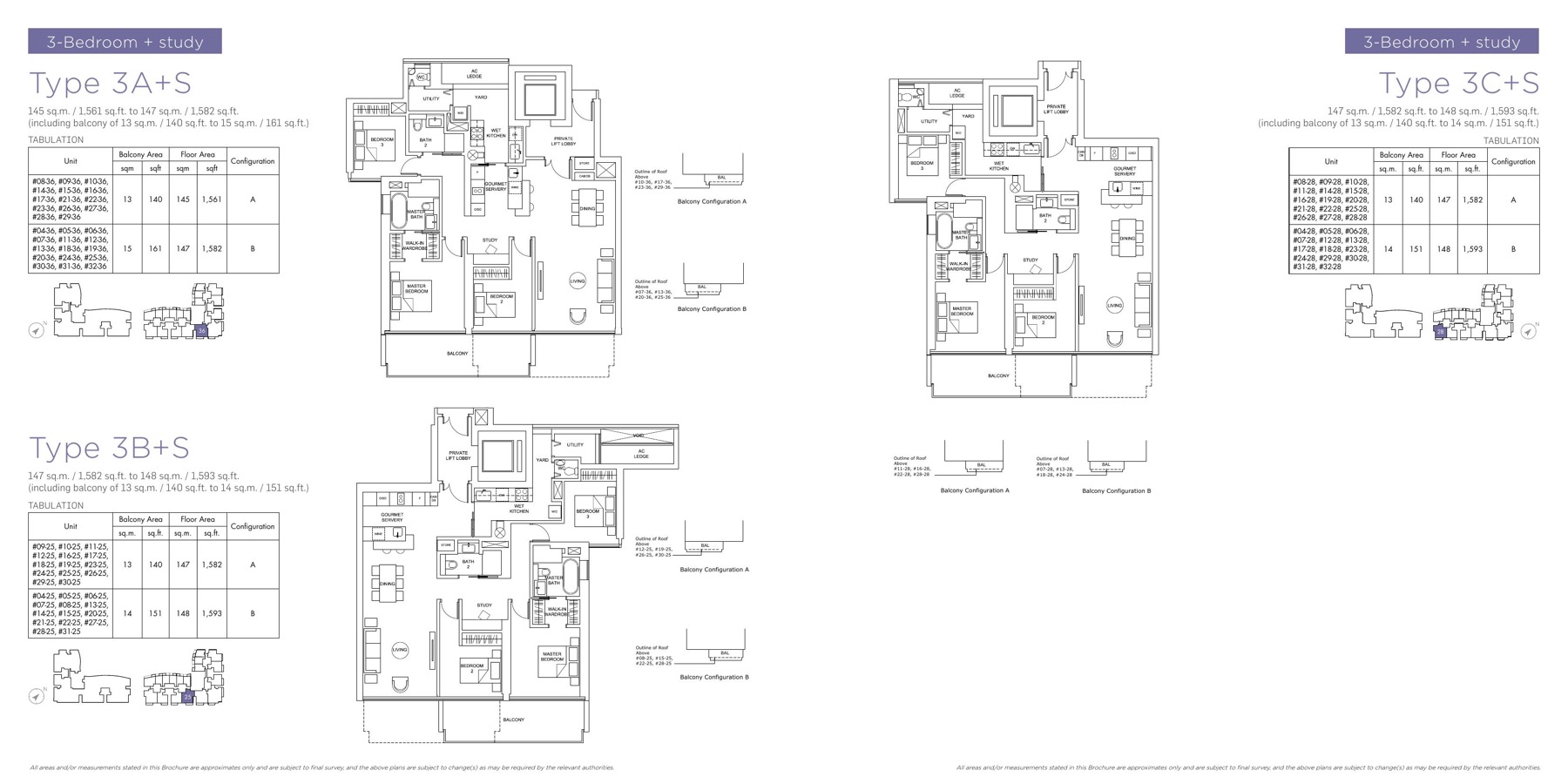 Marina One Residences 3-bedroom study floorplans