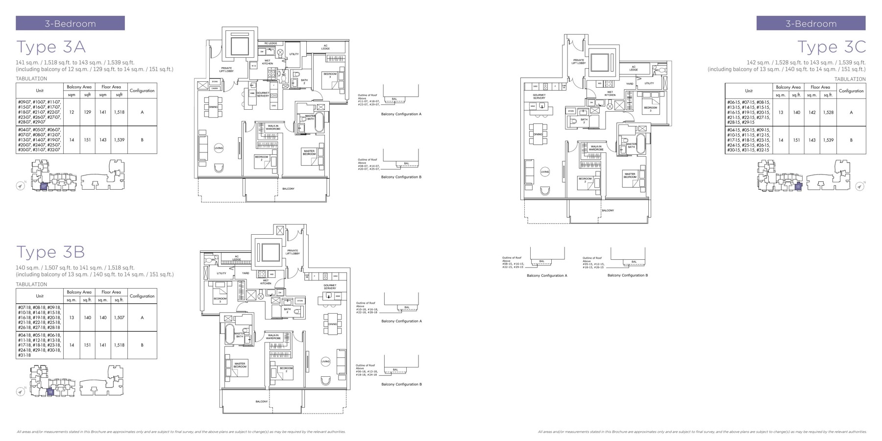 Marina One Residences 3-bedroom floorplans
