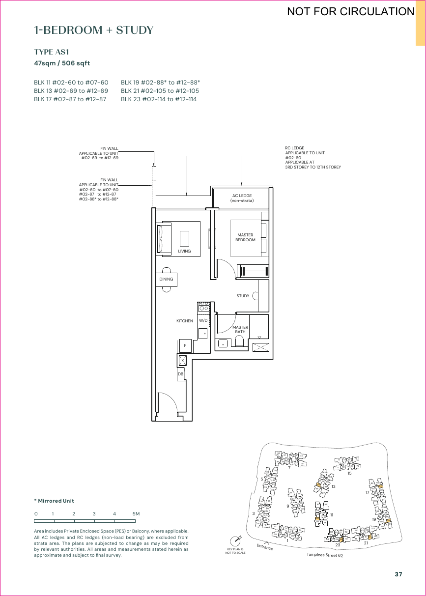 Parktown Residence 1-Bedroom + Study floorplan 1