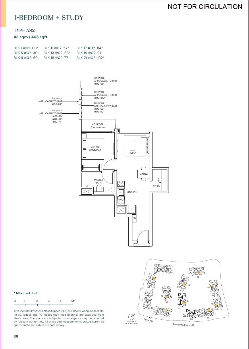 Parktown Residence 1-Bedroom + Study floorplan 2