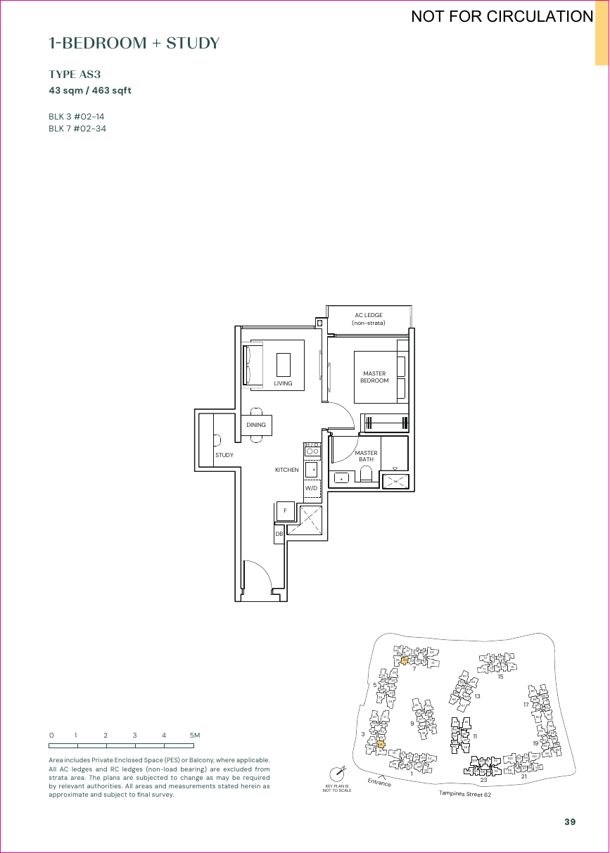 Parktown Residence 1-Bedroom + Study floorplan 3