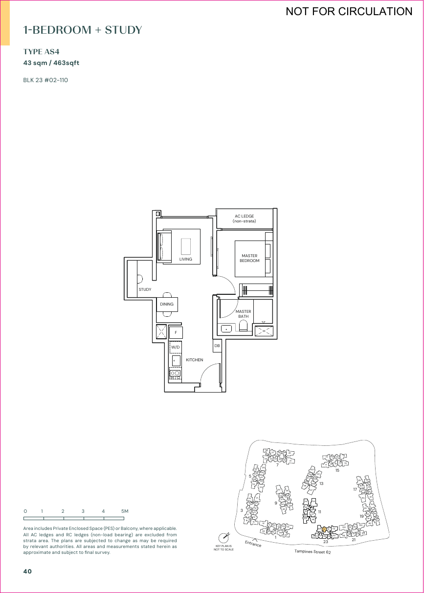 Parktown Residence 1-Bedroom + Study floorplan 4