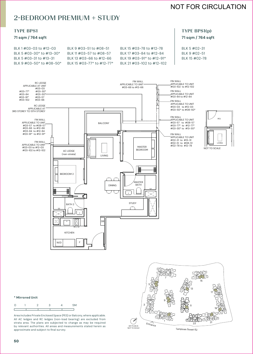 Parktown Residence 2-Bedroom + Study floorplan 1