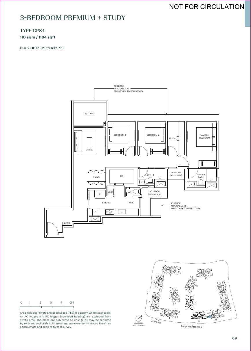 Parktown Residence 3-Bedroom Premium + Study floorplan 4