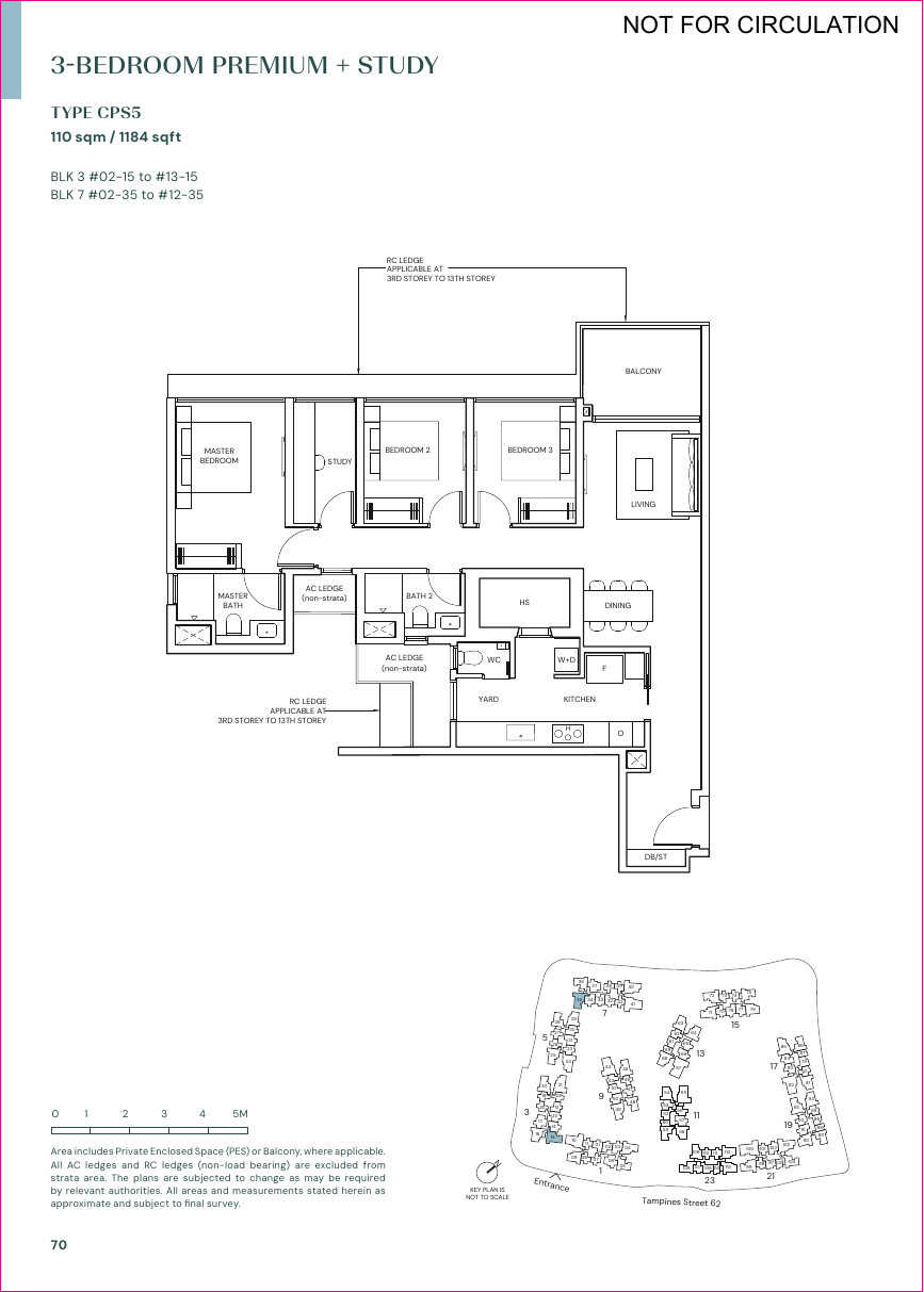Parktown Residence 3-Bedroom Premium + Study floorplan 5