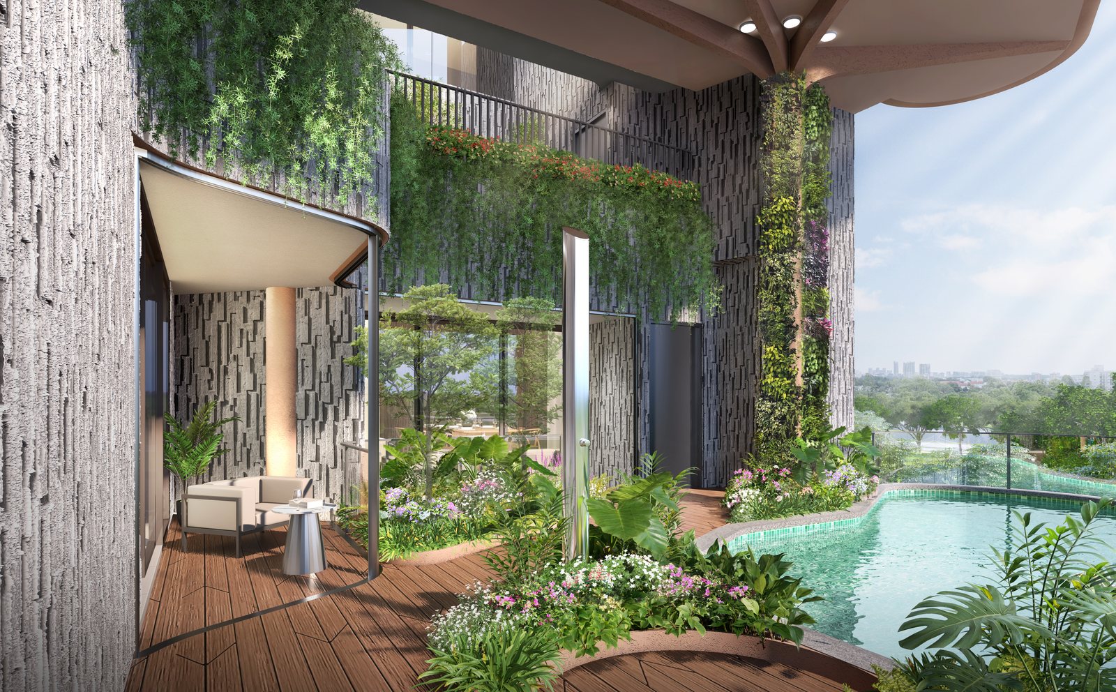 The Giverny Residences landscaped deck