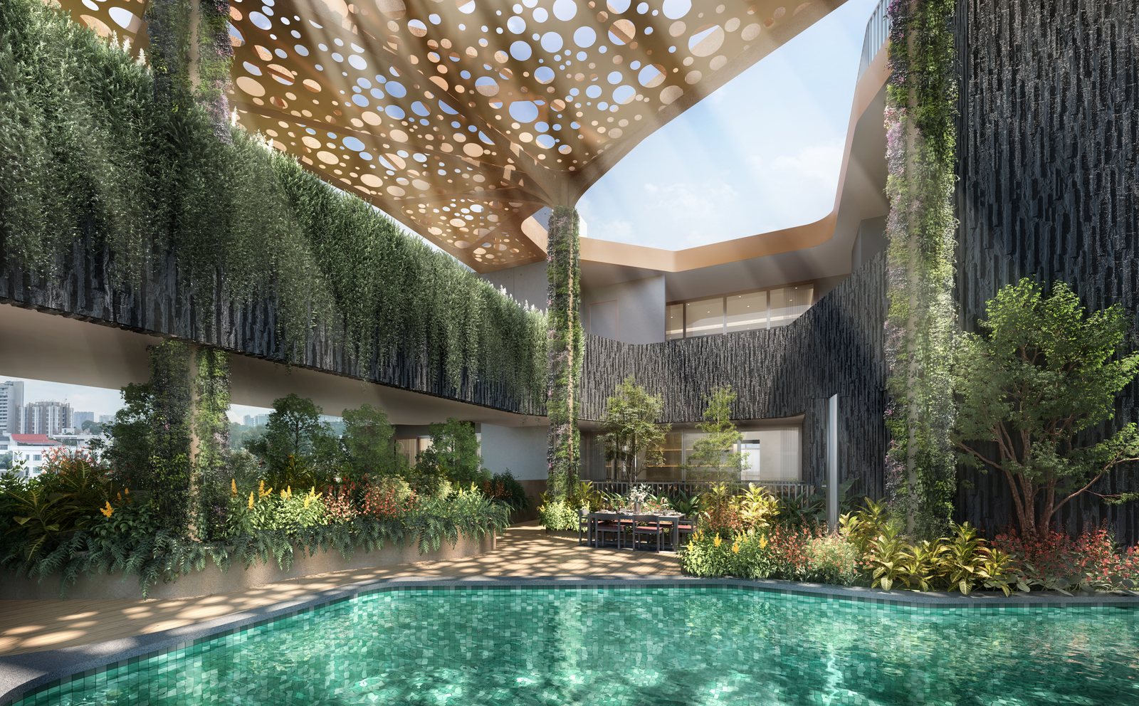 The Giverny Residences landscaped courtyard
