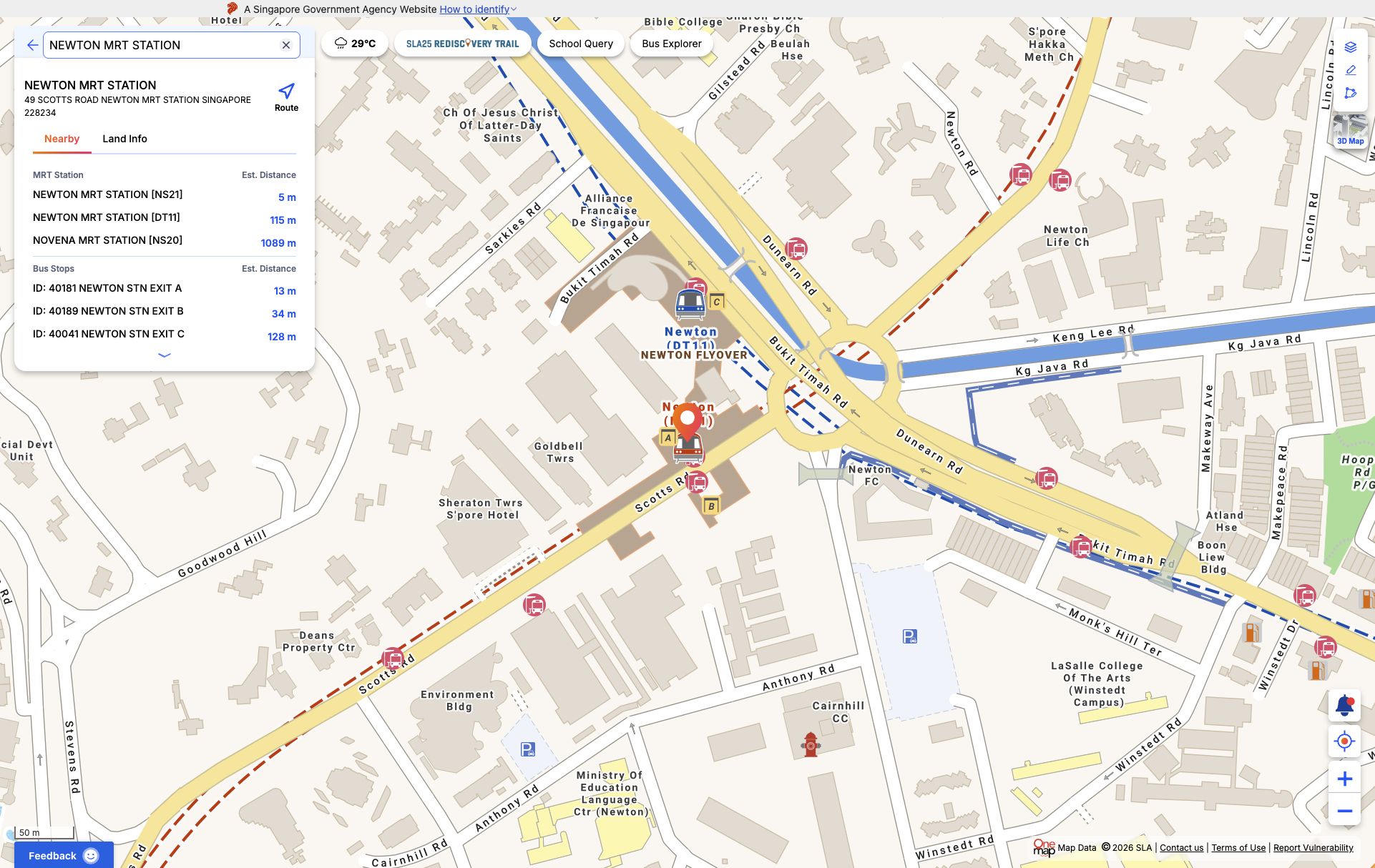 OneMap screenshot for Bukit Timah Road GLS