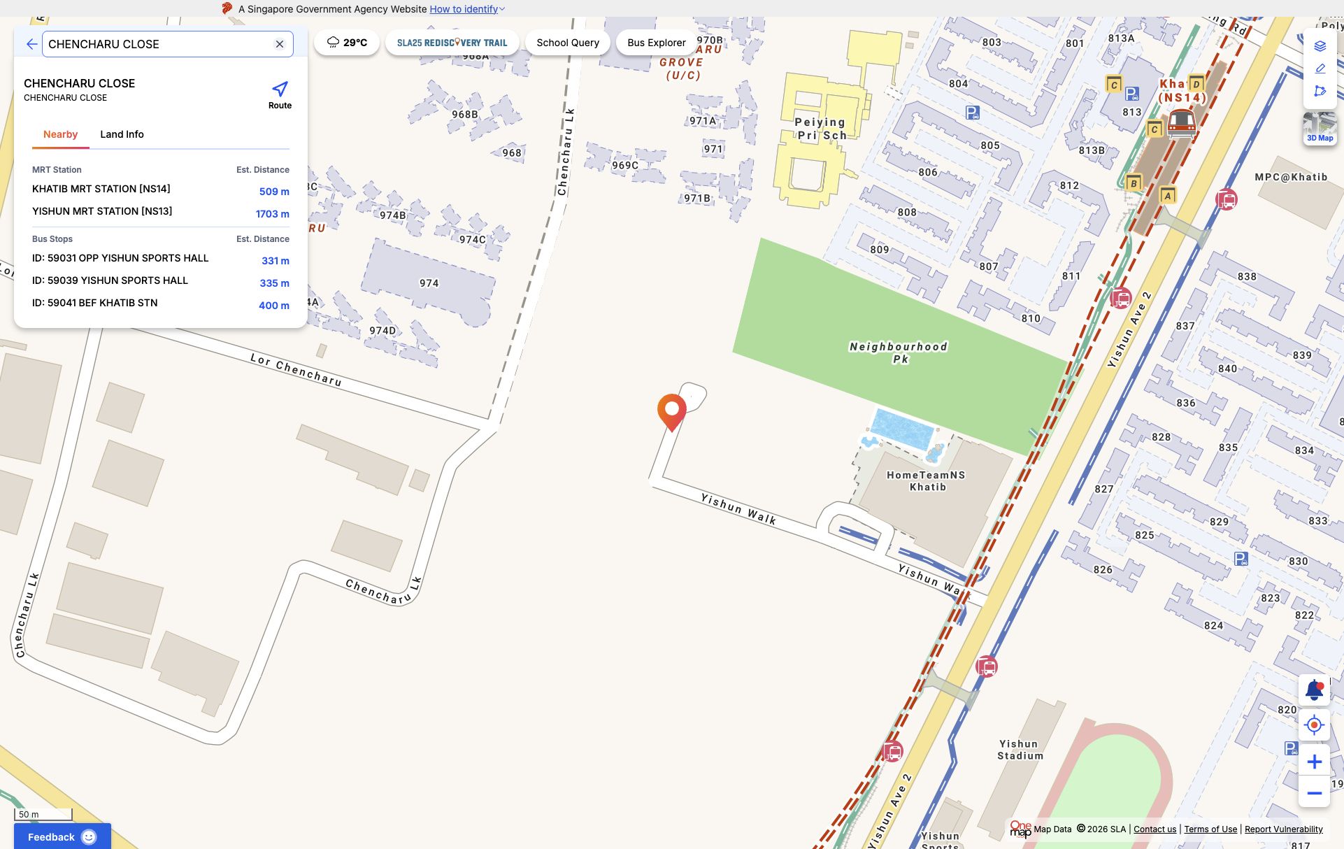 OneMap screenshot for Chencharu Close GLS