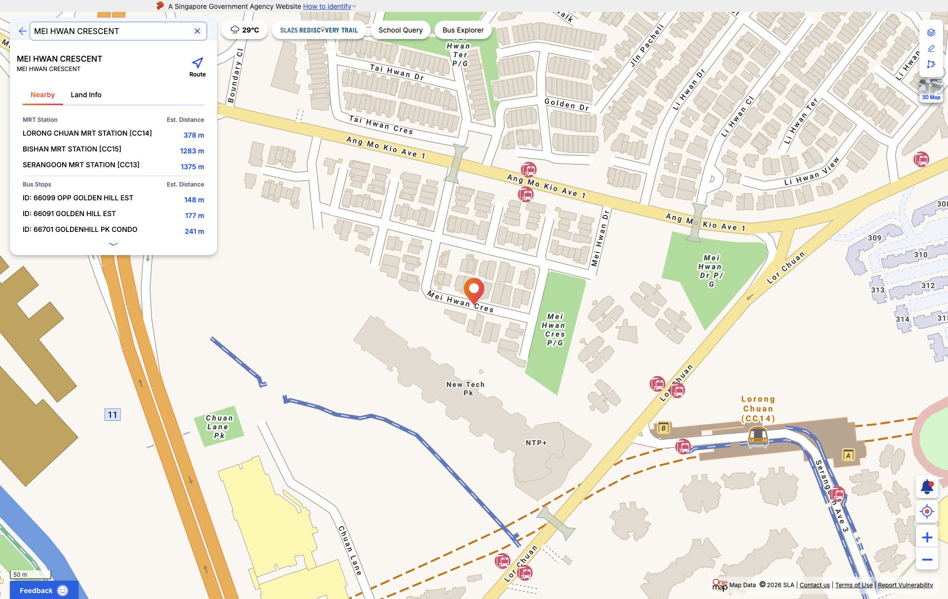 OneMap screenshot for Chuan Grove GLS - Plot 2