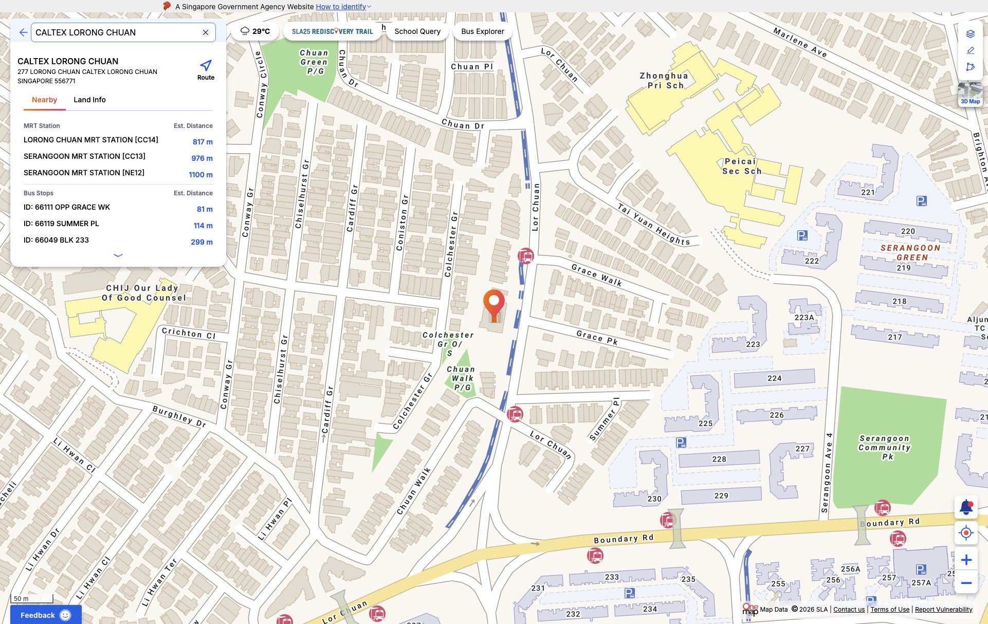 OneMap screenshot for Chuan Grove GLS