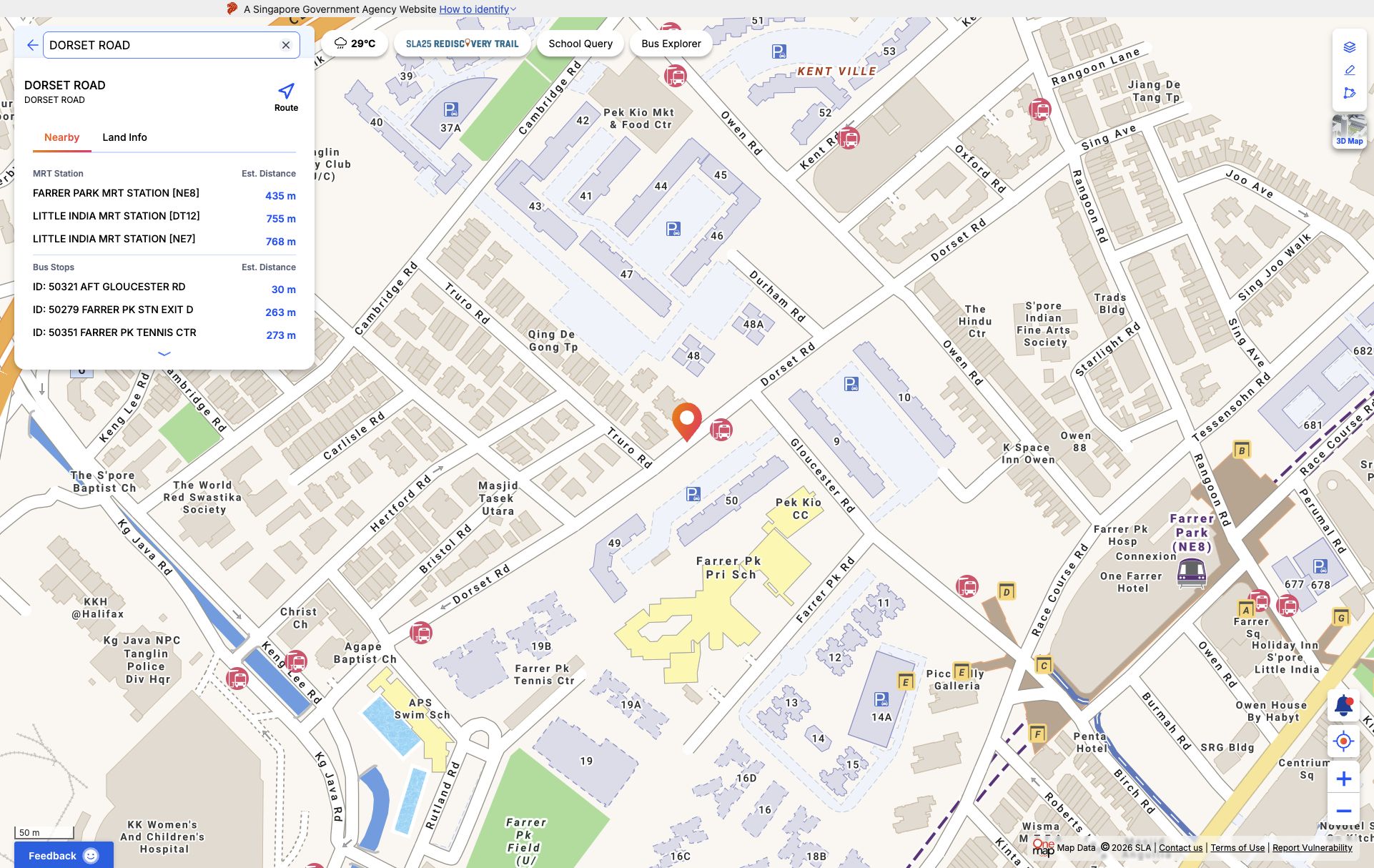 OneMap screenshot for Dorset Road GLS