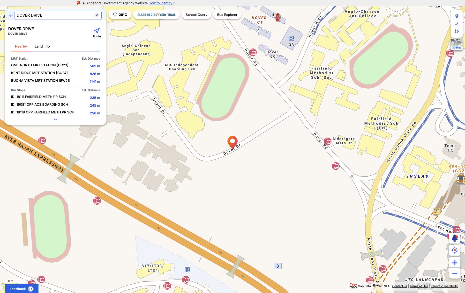 OneMap screenshot for Dover Drive GLS (with Commercial)