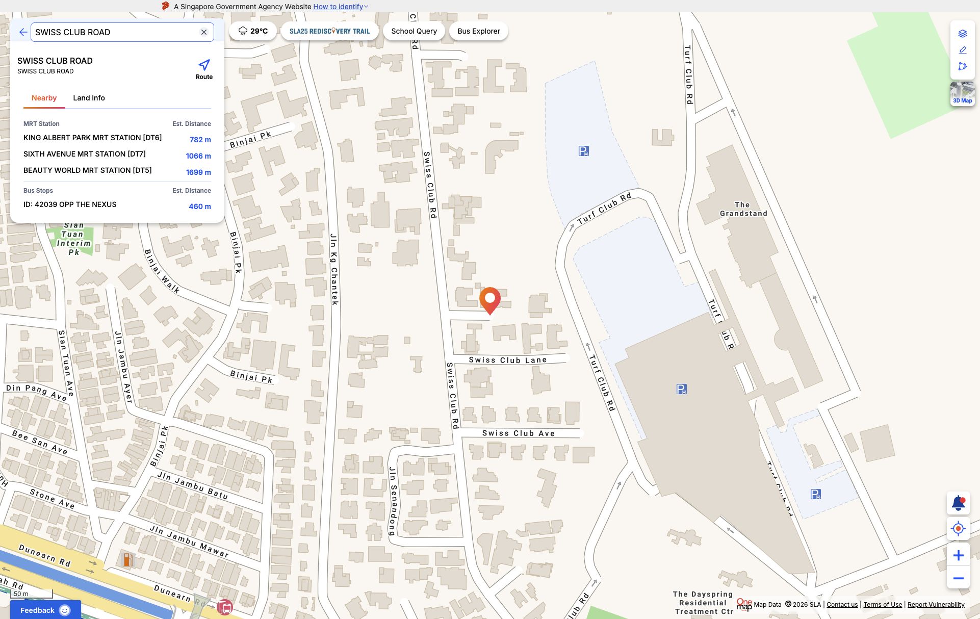 OneMap screenshot for Dunearn Road GLS (with Commercial)