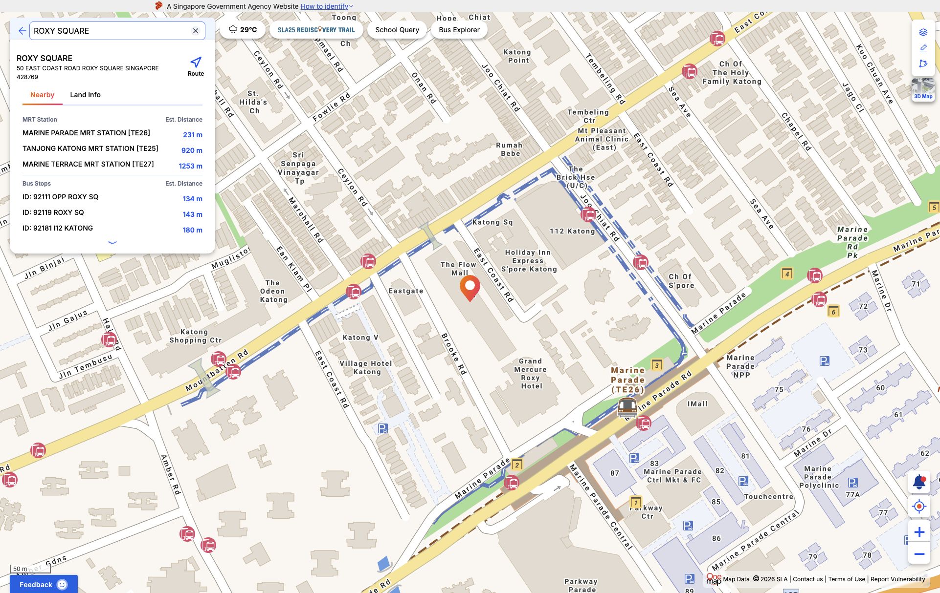 OneMap screenshot for FKA Katong Plaza