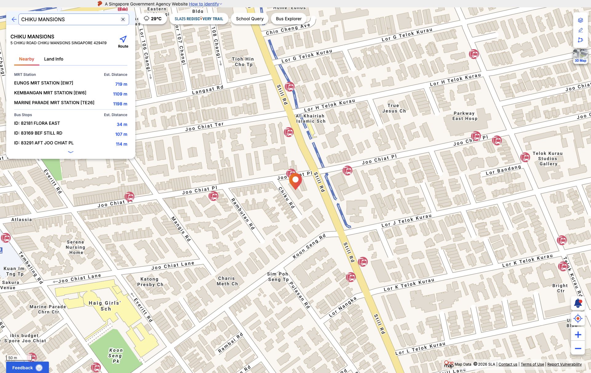 OneMap screenshot for Former Chiku Mansions