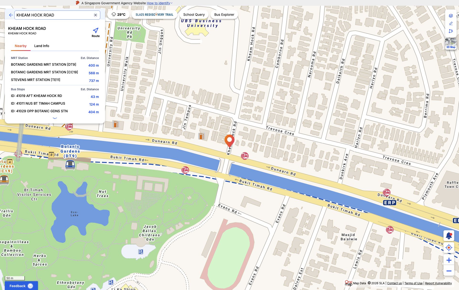 OneMap screenshot for Former Kew Lodge